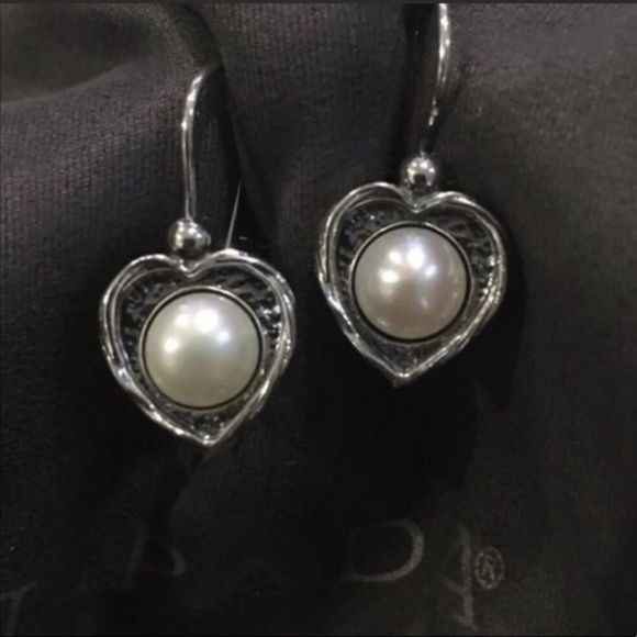 SILPADA Forever Fearless Sterling Silver 925 Pearl Drop Earrings - Picture 1 of 10